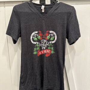 Women's Gray V Neck T Shirt It's The Most Wonderful Time Of The Year Disney‎